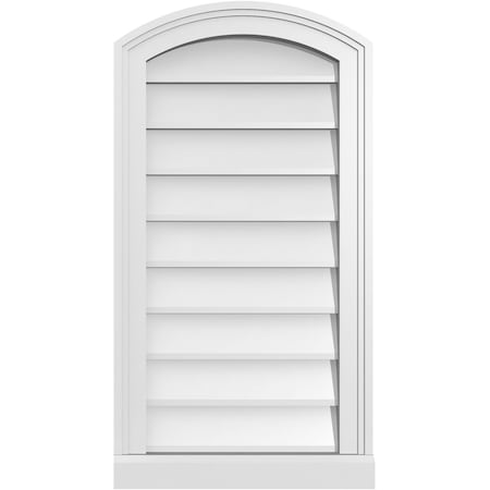 Ekena Millwork Arch Top Surface Mount PVC Gable Vent: Functional, w/ 2"W x 2"P Brickmould Sill Frame, 16"W x 30"H GVPAR16X3003SF